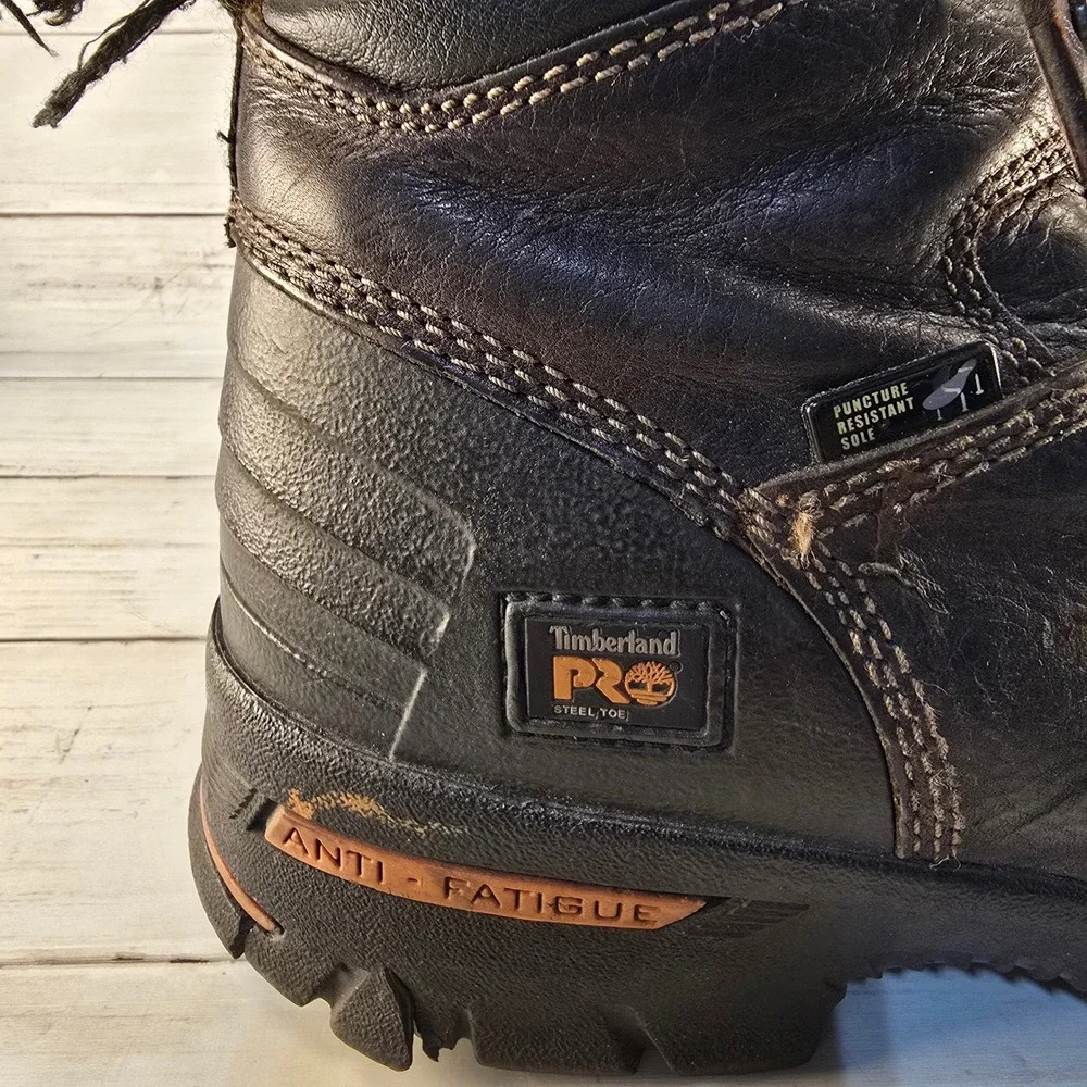 Timberland PRO Mens Steel Toe Work Boots Brown Leather 52562 Size 12 M